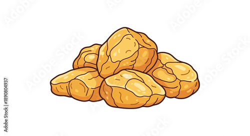 Cartoon illustration of a pile of golden brown nuts