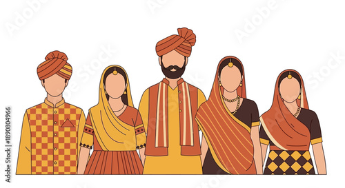 Group of people wearing traditional Indian clothing together