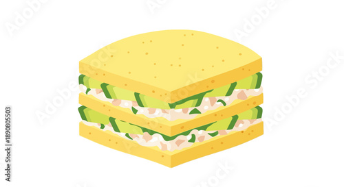 Delicious triple layered sandwich with cucumber and cream