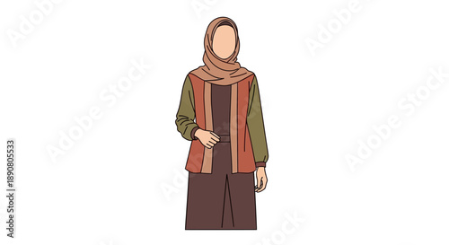 Woman wearing hijab and modest clothing illustration