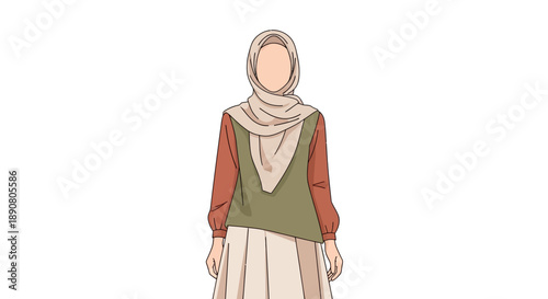 Woman wearing a hijab and stylish casual outfit