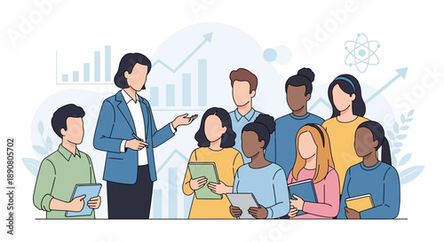 Diverse group of people listening to a business presentation