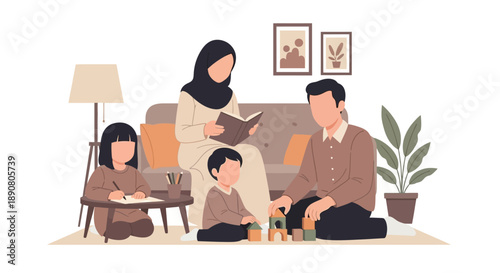 Family enjoying quality time together at home sitting