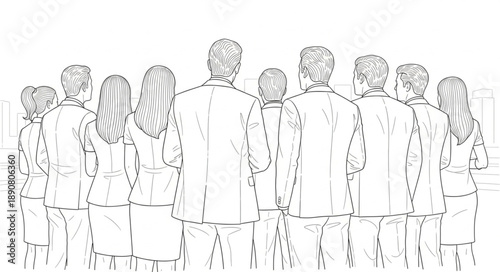 Group of People Standing Together Facing Away.