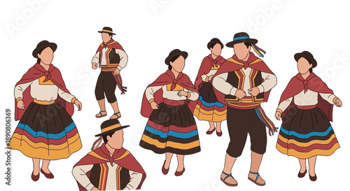 Group of people wearing traditional south american clothing