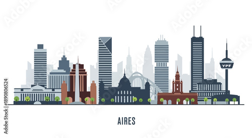 Buenos Aires city skyline with modern buildings and towers