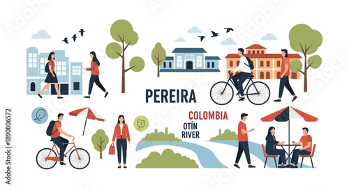 People enjoying outdoor activities in Pereira Colombia cityscape