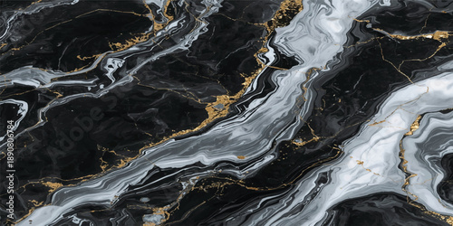 Fresh water flows over a natural rock mountain river landscape, creating a blue water surface texture amidst a winter glacier and cascading stream