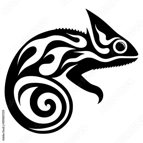 Fire chameleon silhouette