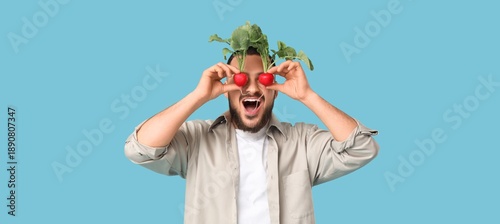 Funny young man with ripe r...