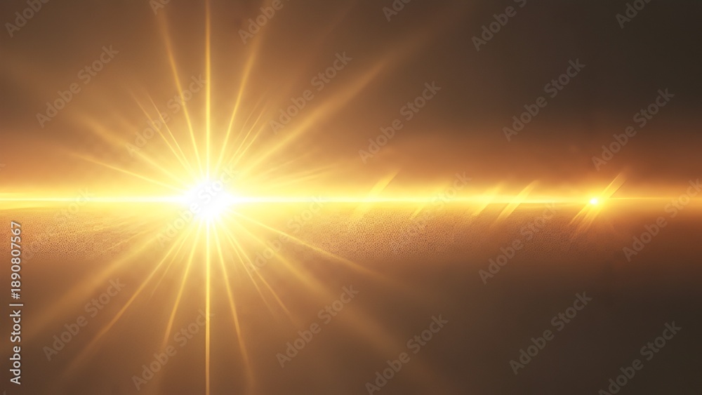 Obraz premium bright sun light, golden flare on the horizon