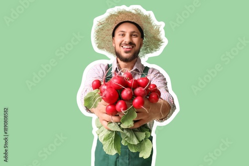 Happy male farmer with ripe...