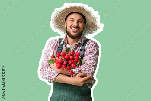 Happy male farmer with ripe...