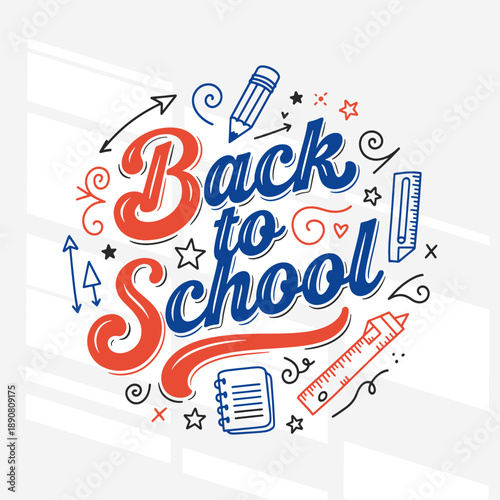 The flat design for Back-to-School retro lettering. The poster is designed to convey a sense of excitement and anticipation for the upcoming school year.