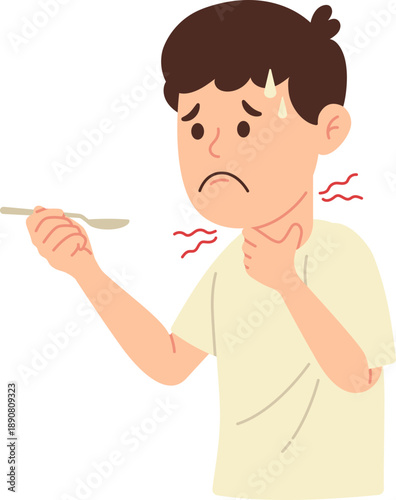 Boy with Sore Throat and Dificulty Swallowing