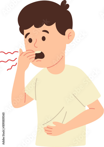 Boy Experiencing Stomach Discomfort Belching