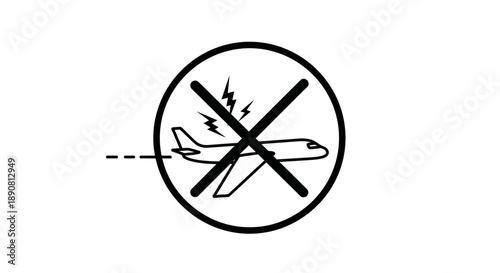 Prohibition Sign, Airplane, Airport, Illustration, Graphic Design, Minimalist
