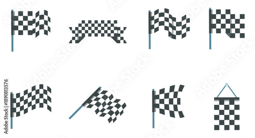 Set of checkered flags representing victory and competition