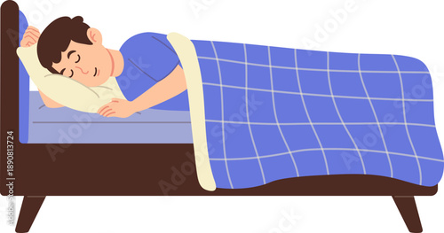Illustration of Boy Sleeping in Bed