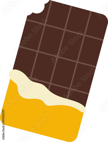Illustration of Chocolate Bar with Bite Taken Out