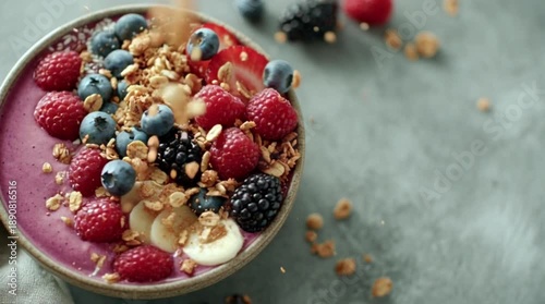 Berry Smoothie Bowl Topped with Superfoods Healthy Meal