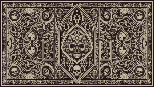 Ornate Skull and Floral Pattern, Decorative Design