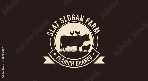 Farm animals silhouette logo with text Slat Slogan Farm.