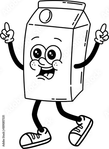 Funky milk carton retro groovy character