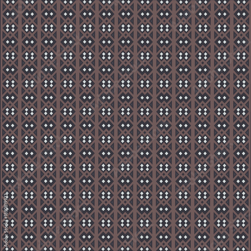 Ethnic Geometric Seamless Pattern inspired by Traditional textile weaving and folk motifs. Featuring repeating diamond, stripe, zigzag, and grid elements with handcrafted texture and earthy tones