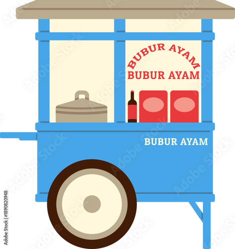 Gerobak Bubur Ayam Keliling berwarna Biru