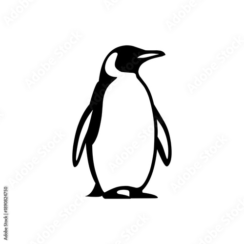 Simple Black and White Penguin Icon Illustration Vector Art