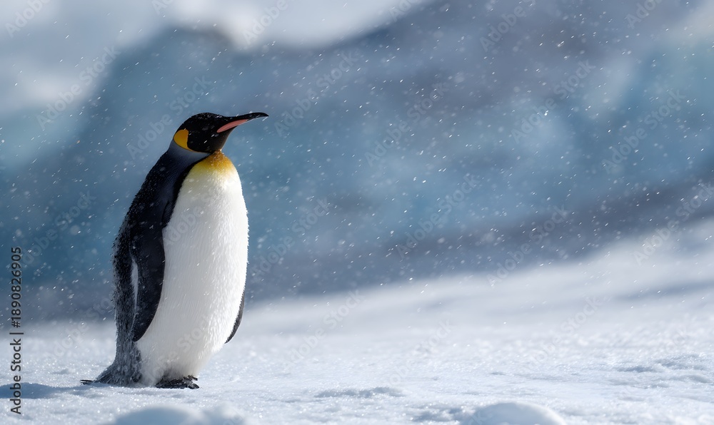 Obraz premium King Penguin in the open abyss of antarctica