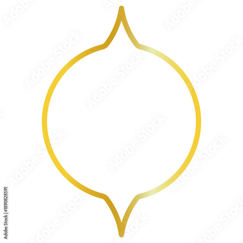 Islamic themed gold color line frame on transparent background for Islamic holiday ornament or element
