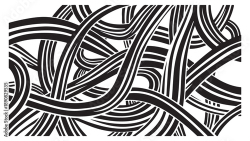 Abstract Black and White Swirling Lines Pattern