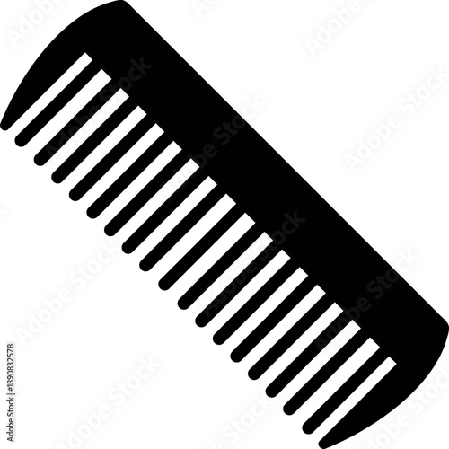 Classic black hair comb icon for grooming and styling on a clean white background