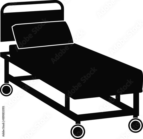 Hospital Bed Icon Medical Patient Care Silhouette Illustration