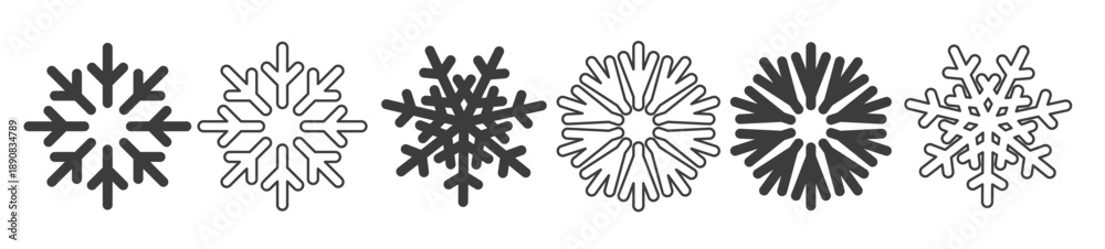 Fototapeta premium Different snowflake icons. Christmas Elements. Modern flat style snowflakes. Vector illustration