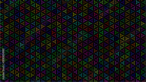 Valokuva Abstract dark geometric pattern with vibrant multicolor triangle mosaic