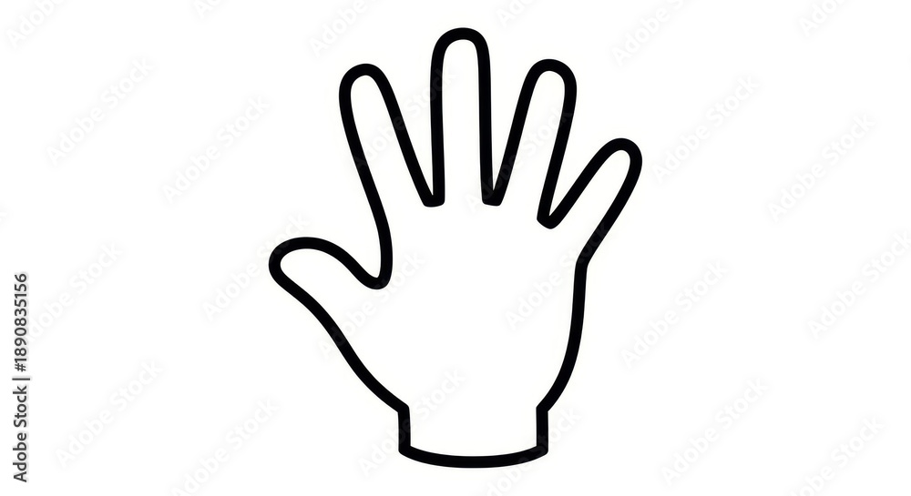 Obraz premium Outline of a human hand with fingers spread, isolated on white background