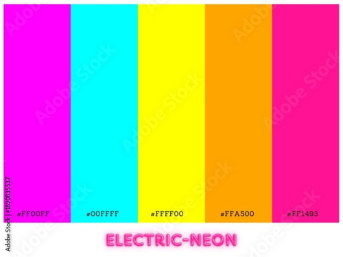 Neon color palette inspired by technology culture and digital nightlife