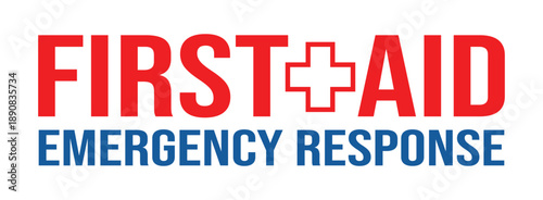 First Aid Emergency Response Logo - Professional Medical Healthcare Branding with Red Cross Symbol for Paramedics, Rescue Teams, and Safety Training