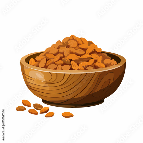 Pile dry cat food in wooden bowl