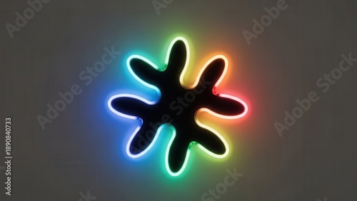 Vibrant luminescent amoeba-like design casting a colorful glow in a darkened space