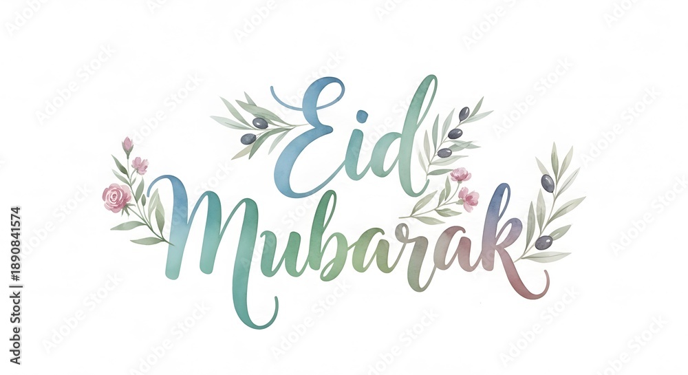 Obraz premium Eid mubarak greeting with floral elements