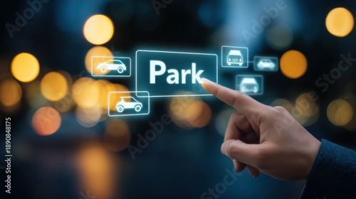 Human hand touching glowing virtual 