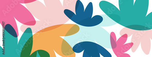 Foto Modern abstract background featuring colorful overlapping organic floral shapes