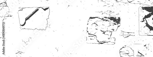 High Contrast Grunge Texture Overlay Vector Abstract Distressed Background Element with Peeling Paint and Rough Edges Monochrome Black and White Design