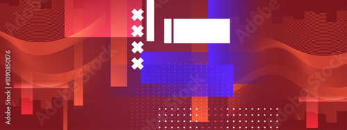 Creative red and orange background with digital distortion effects and abstract geometric compositions for tech designs