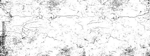 Distressed vector grunge texture with cracks Black and white aged vintage background overlay pattern of dust dirt and debris