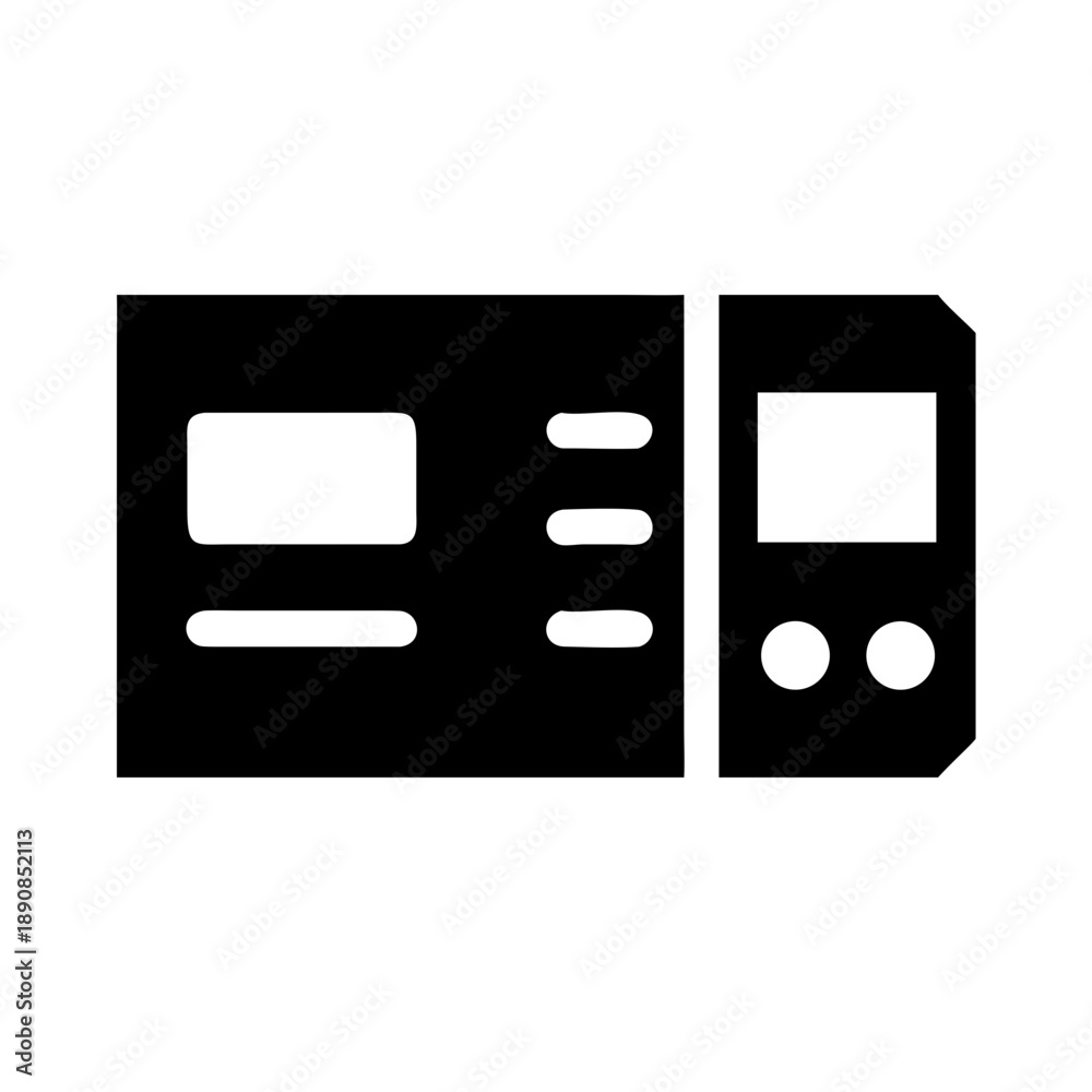 Fototapeta premium Train Ticket and Railway Transit Schedule Card Silhouette Vector Icon